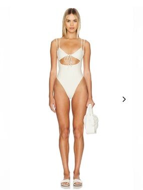 NEW Lovers + Friends All I need One Piece Swimsuit Small Ivory Bride Bach Resort